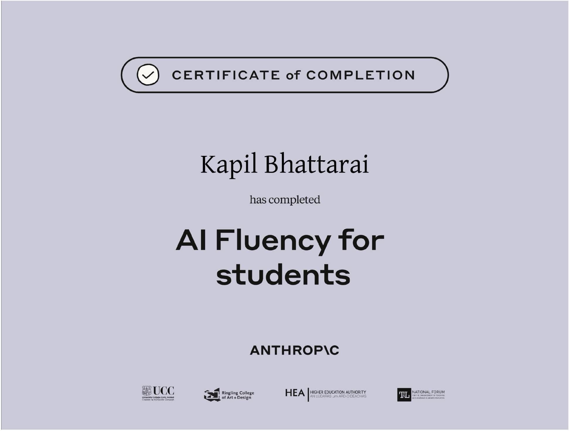 AI Fluency for Students - Anthropic Certificate